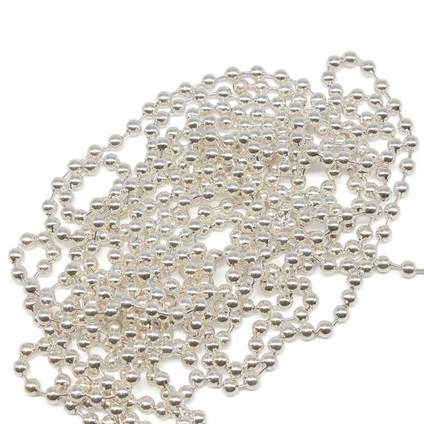 Цепочка шариковая, металл 3,2 мм / 45,72 м, серебро