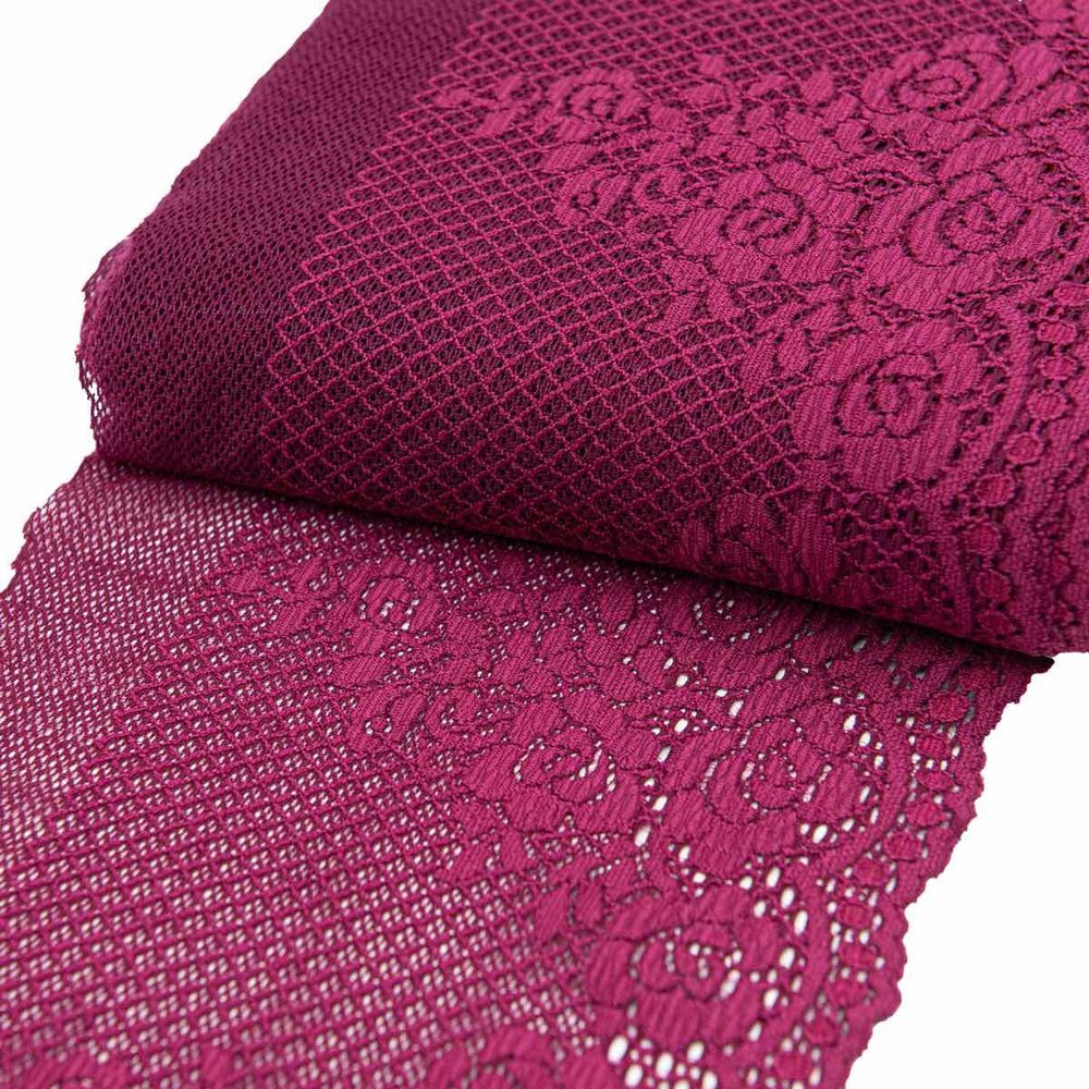 Кружево бельевое эластичное 175 мм / 13.72 м, бордовый