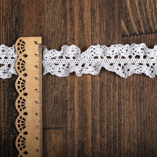 Кружево вязаное (тесьма) 30 мм / 10 метров, на резинке, цв.02 белый, Kruzhevo