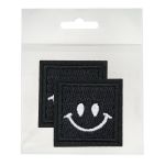 Термоаппликация Кубик с улыбкой 35х35мм (W.Black (бело-черный)), 2 шт, LA527