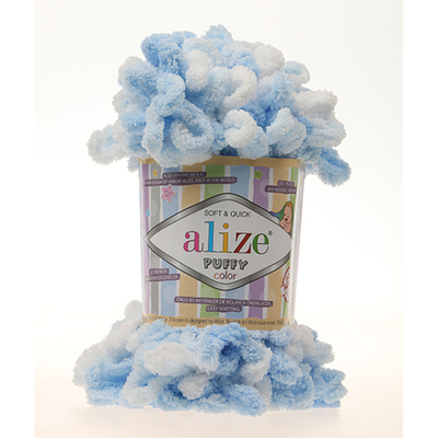 Пряжа Alize (Ализе) Puffy Color / уп.5 мот. по 100 г, 9м, 5865 секционный A