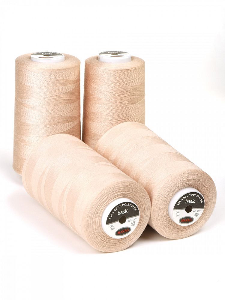 Нитки швейные Max 50/2, 4570 м (5000 ярд), 208 персиковый / 4 бобины