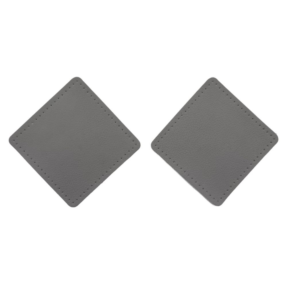 Заплатки пришивные из кожи, квадрат 8см с перфорацией, 2 шт, 100% кожа, 07 серый, 9122