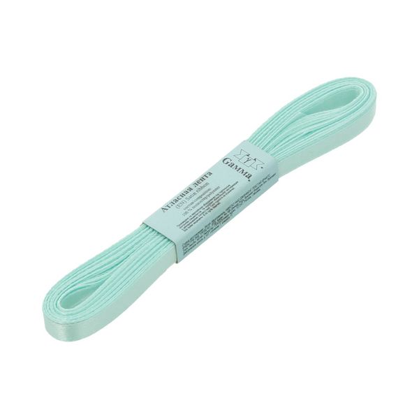 Лента атласная 1-сторонняя 6.0 мм / 10 шт по 5.4 метра, №010 мятный, Gamma AL-6P