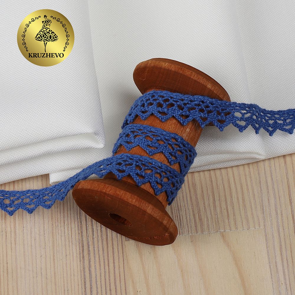 Кружево вязаное (тесьма) 10 мм / 10 метров, 5036.37 цв.37 синий, 10 м, Kruzhevo