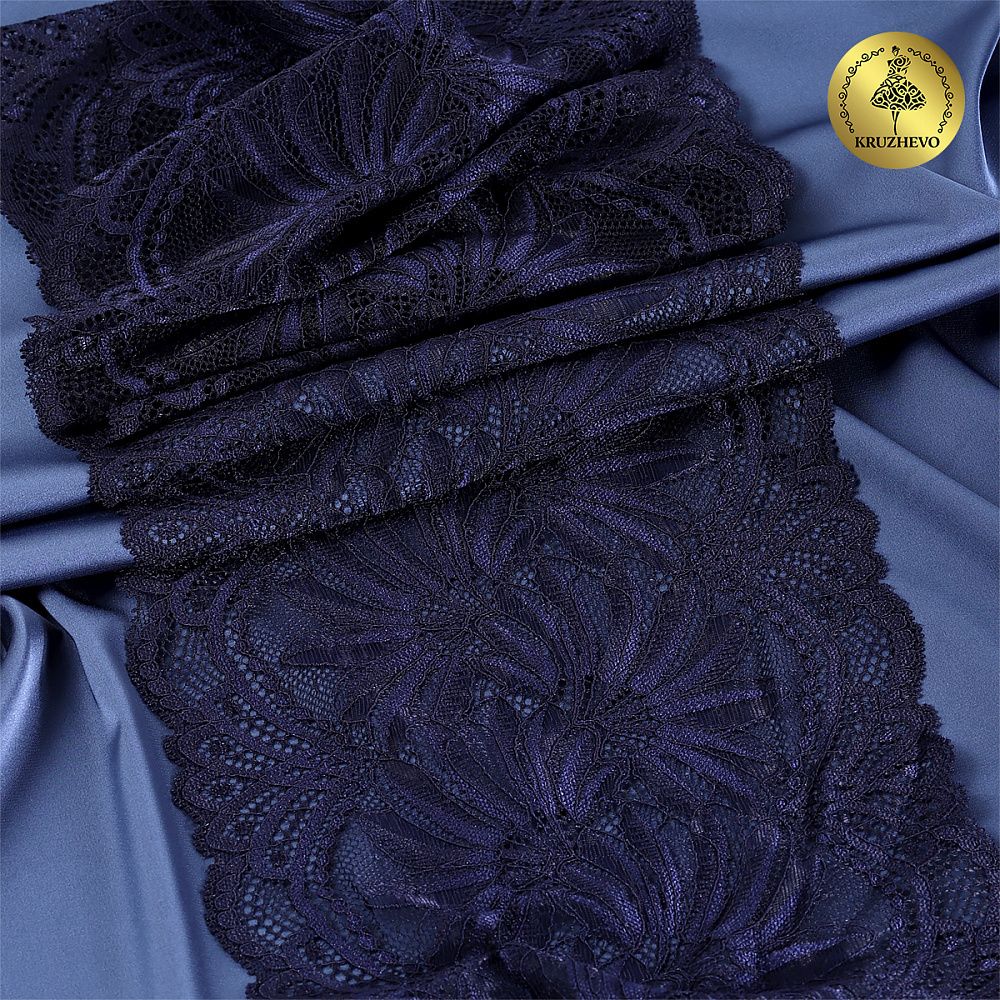 Кружево бельевое эластичное 185 мм / 3 метра, TBY.40039, цв.061 темно-синий