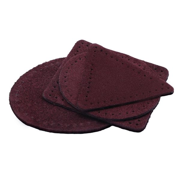 Набор заплаток пришивных из замши, круг, квадрат, треугольник, овал 6см, с перфорацией, 4 шт (31 бордовый), 59723