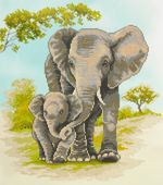 Алмазная (кристальная) мозаика Фрея, Слоны, 35х40 см