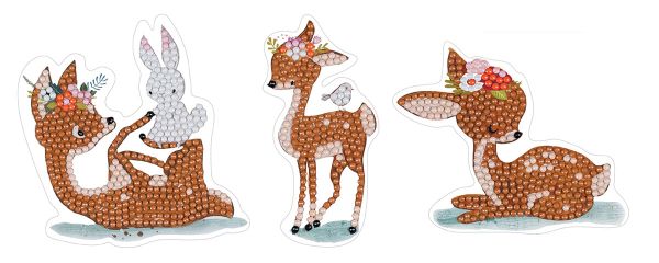 Алмазная (кристальная) мозаика Фрея, наклейки Оленята, 10х9 см