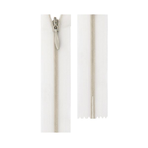 Молния потайная (скрытая) Т3 (3 мм) 1 зам., н/раз., 20 см, сетч. тесьма, пластик, 300 св.серый, G010S Gamma, 10 шт