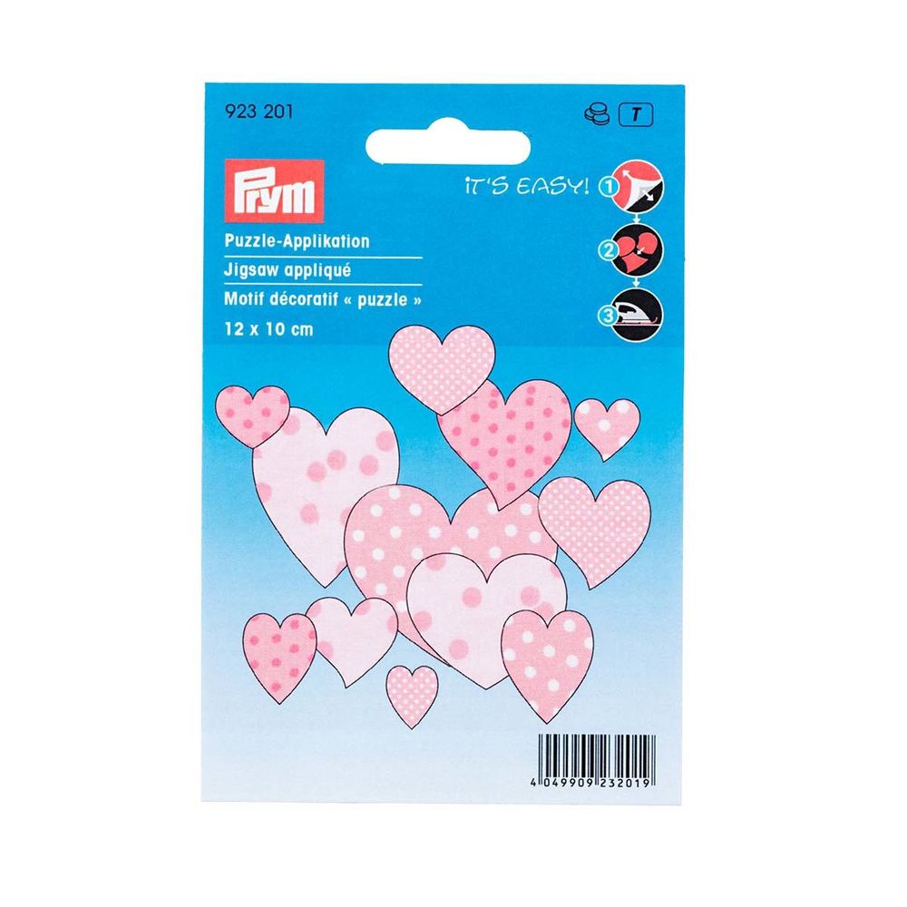 Термоаппликация "Пазл Сердца розовые" 12 шт, Prym
