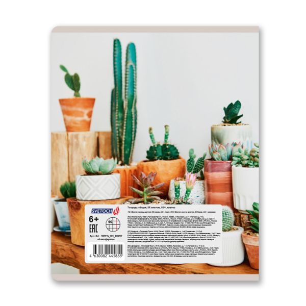 Тетрадь ученическая общая, A5+ 96 л. на скобе 60 г/м², белизна 100%, 5 шт, клетка в термоусадочной пленке, 000767 Атмосферная, Светоч 96ТЕТк-001