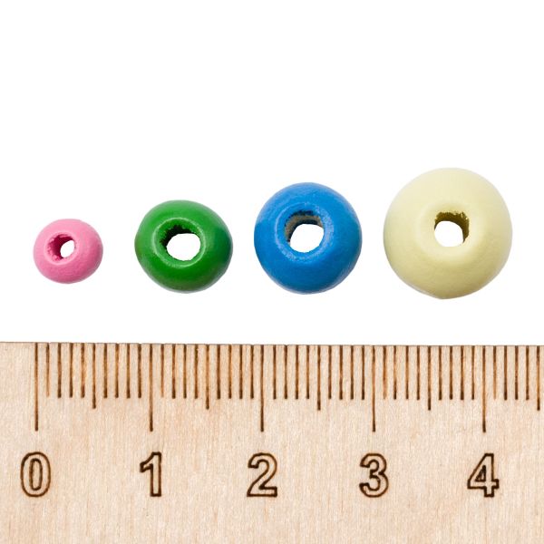 Бусины дерево набор со шнуром 6, 8, 10, 12 мм, пастельный микс, 21 г, 90 шт/упак, Astra&Craft, 160818