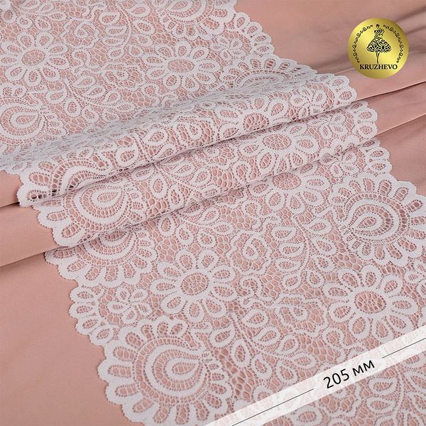 Кружево эластичное (стрейч) арт.YSTL00839 205мм цв.004 сумрачно-белый уп.25м, Kruzhevo