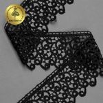 Кружево гипюр (плетёное) 80 мм, диз. 141, цв.04 черный, уп. 9 м, Kruzhevo