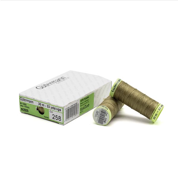 Нитки отделочные Gutermann Top Stitch, 30м, 258 умеренно-болотный, 5 катушек