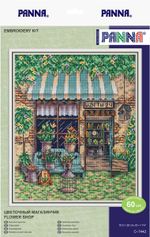 Набор для вышивания нитками Panna C-7442, Цветочный магазинчик, 15.5х20 см