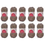 Пряжа Троицкая Подмосковная принт секционный / уп.10 мот. по 100 г, 250 м, 1573М, мох/сиренево-серый мел./кофе