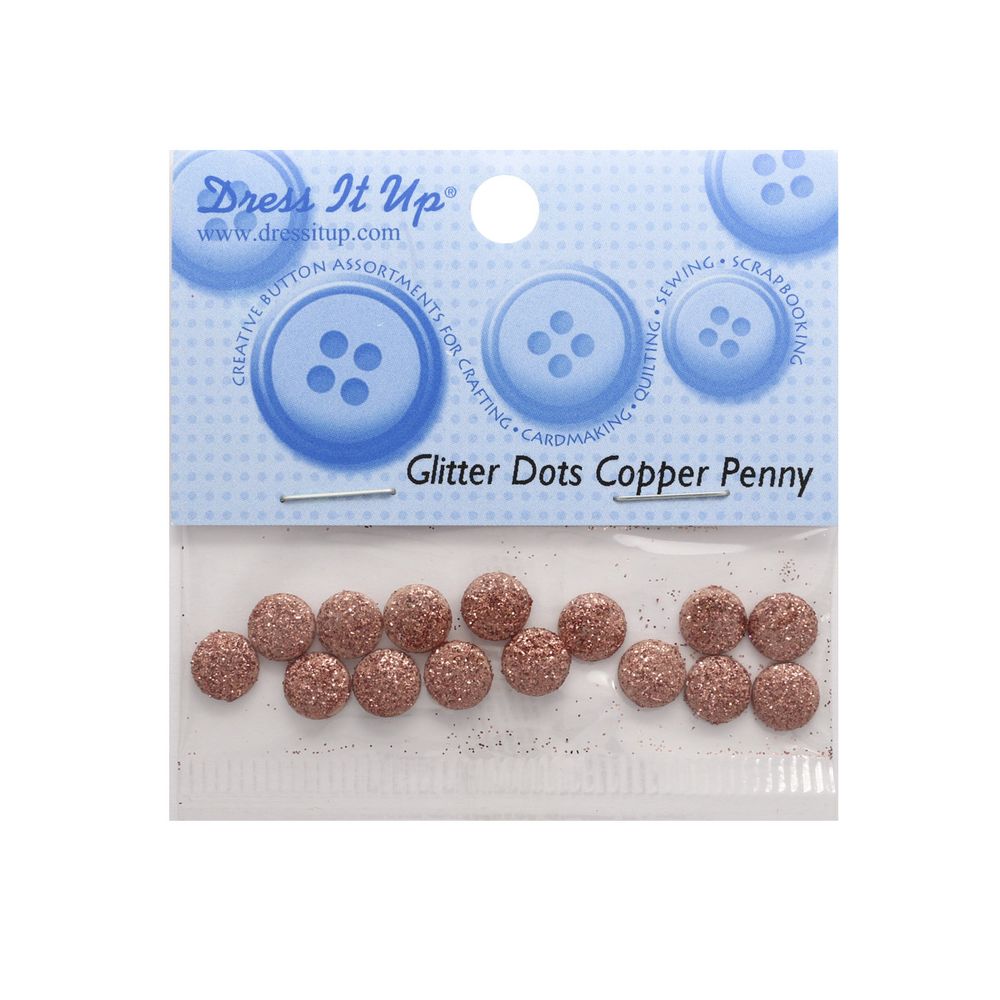 Кабошон декор подарков Круги малые 15 шт, медный с блестками, Dress it up