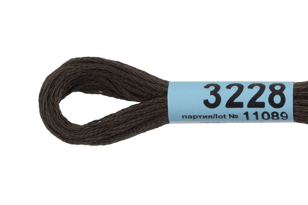 Мулине Gamma 100% хлопок, цв.3228 т.коричневый-хаки, 24 мотка по 8 метров