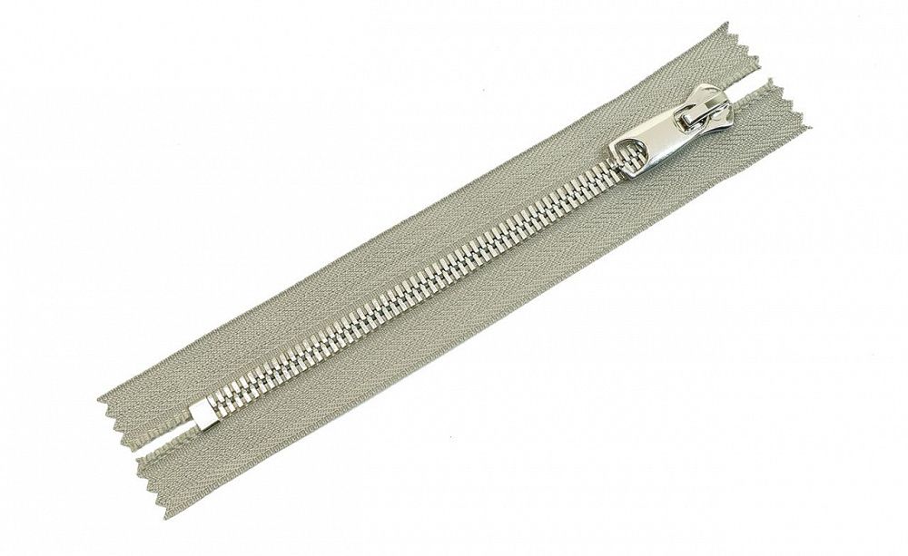 Молния металл Т10 (10 мм) 1 зам., н/раз., 18 см, никель, цв.D225 т.серый, MaxZipper Premium, 1 шт /TOS/