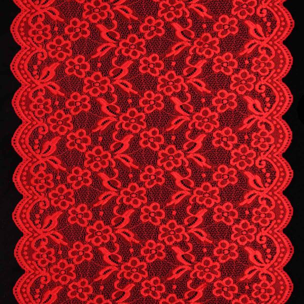 Кружево бельевое эластичное 400 мм / 13.72 м, цв. C820 красный