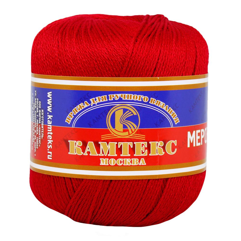 Пряжа Камтекс Мерсеризованный хлопок / уп.10 мот. по 50 г, 200 м, 046 красный