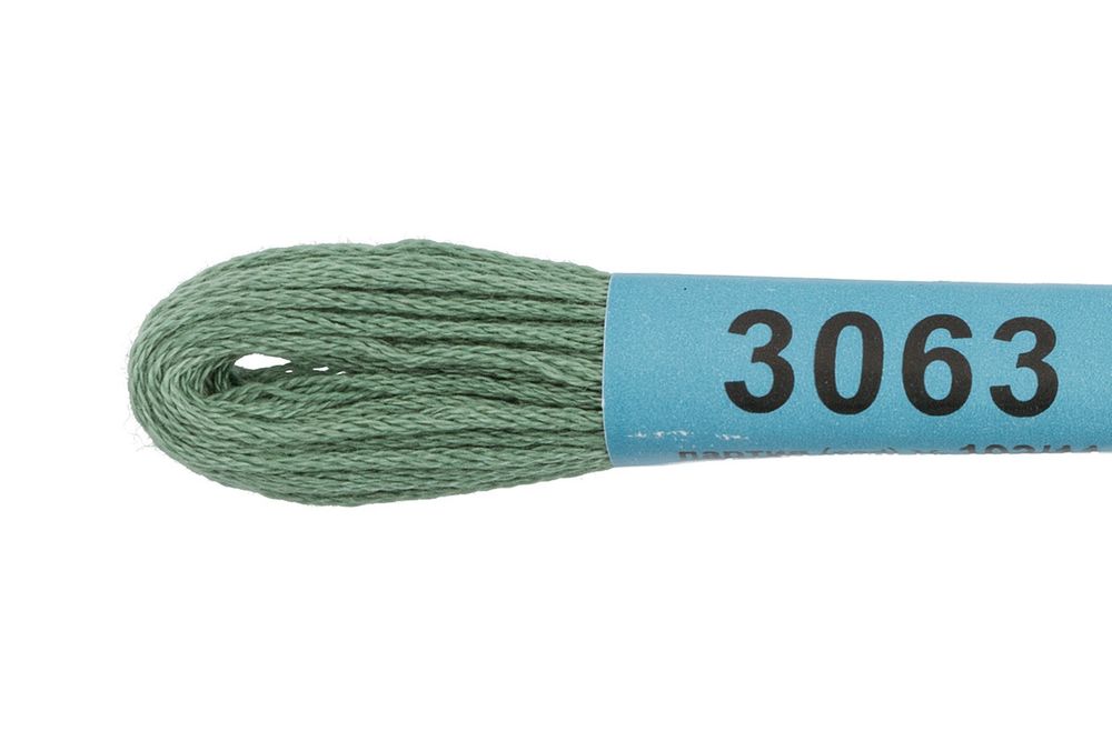 Мулине Gamma 100% хлопок, цв.3063 св.изумруд, 24 мотка по 8 метров