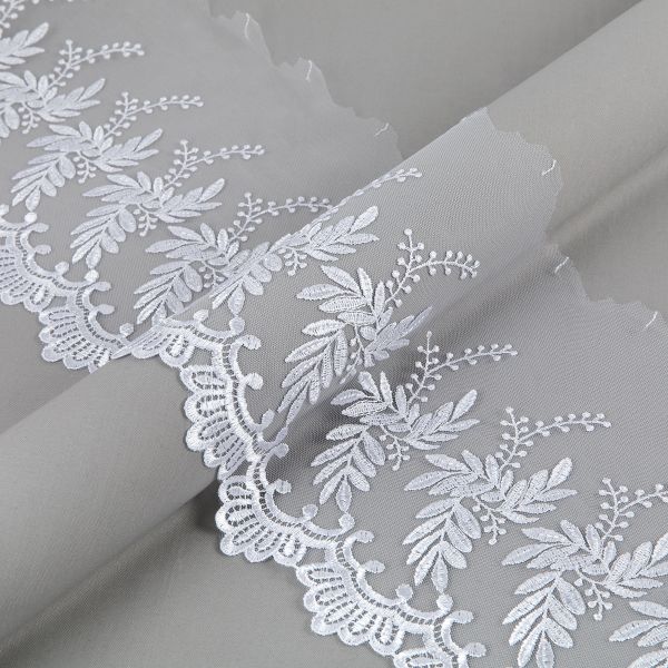 Кружево на сетке 190 мм / 10 м, белый, Gamma GKM-1902