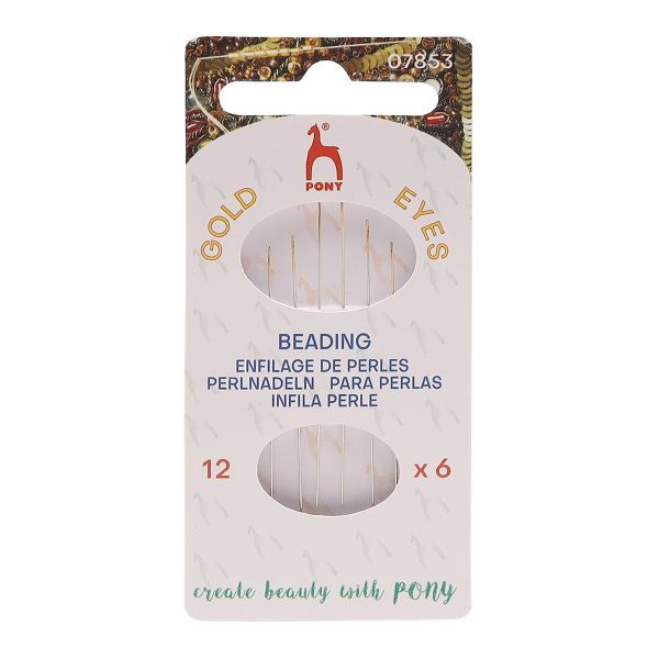 Иглы ручные для бисера с золотым ушком Beading №12, 6 шт, PONY, 07853