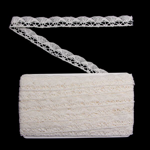 Кружево вязаное (тесьма) хлопковое 20 мм / 9.14 метров, неотбеленный