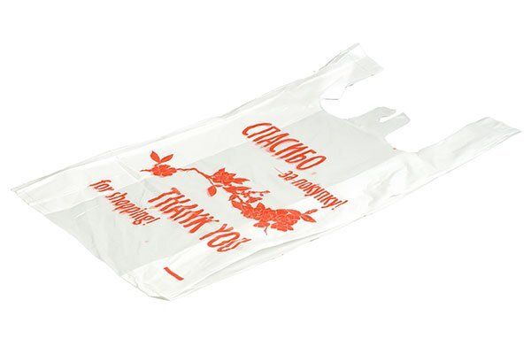 Пакет майка ПНД 25х45 Спасибо за покупку белый 11мкр уп.100 шт