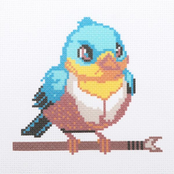 Набор для вышивания нитками Hobby&Pro Kids, Птичка на ветке 19х18 см