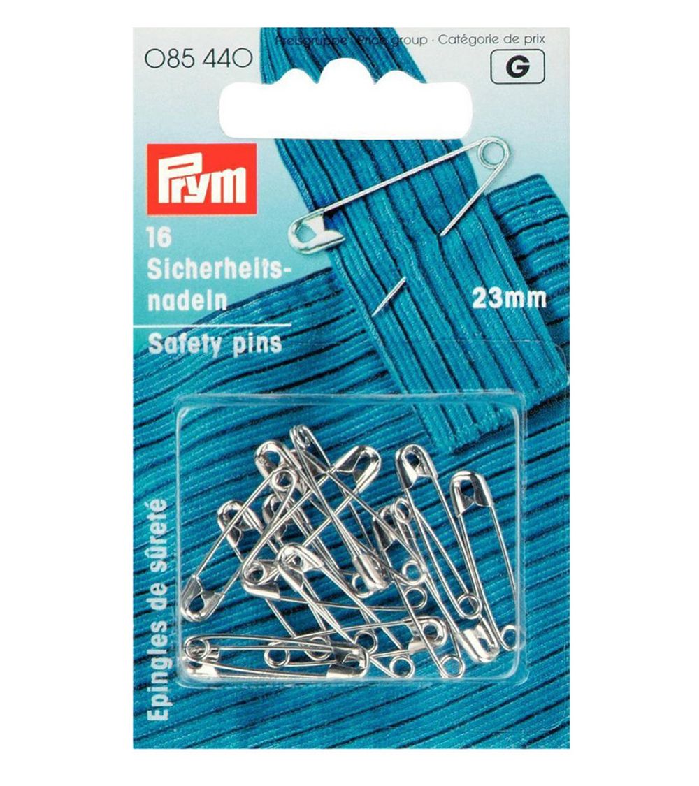 Булавки английские 23 мм, сталь, 16 шт, под никель, Prym 085440