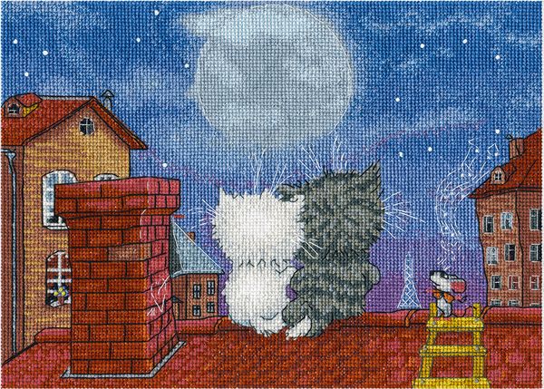 Набор для вышивания нитками Panna, Свидание на крыше, 24х17,5 см