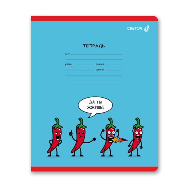 Тетрадь ученическая школьная A5 24 л. на скобе 65 г/м², белизна 100% 15 шт клетка, 01428 Деловой перец, Светоч Т72