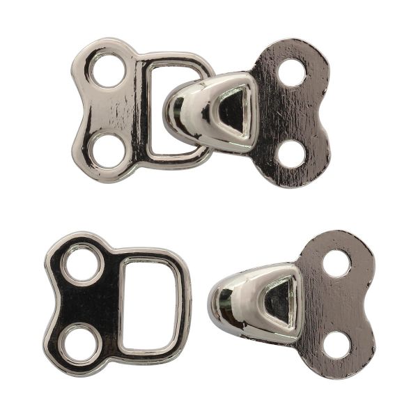 Крючки пришивные декоративные 14х24 мм, nickel, серебро, никель, 12 шт