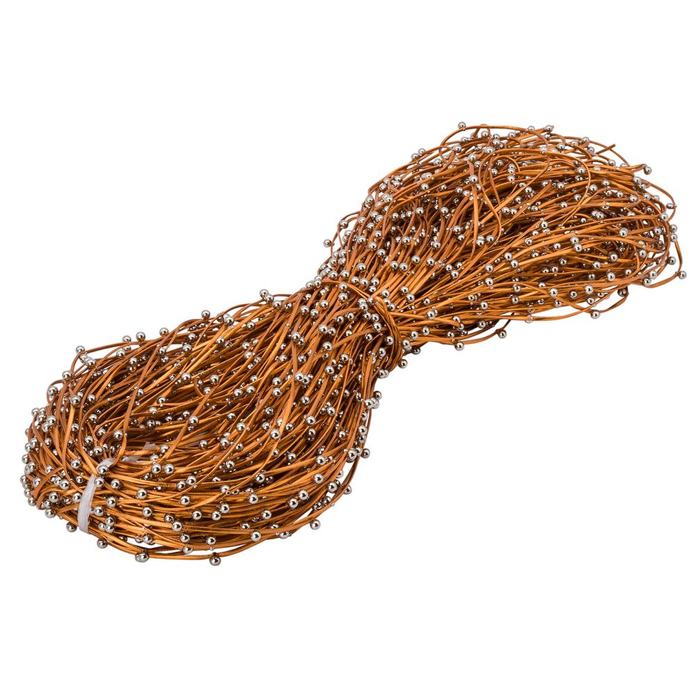 Шнур отделочный искусственная кожа с бусинами ⌀2.0 мм, / 100 метров, 09 оранжевый