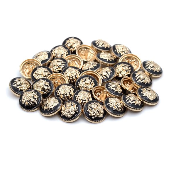 Пуговицы на ножке 36L (23мм), металл (Black/G черный с золотом), 36 шт, ME 645