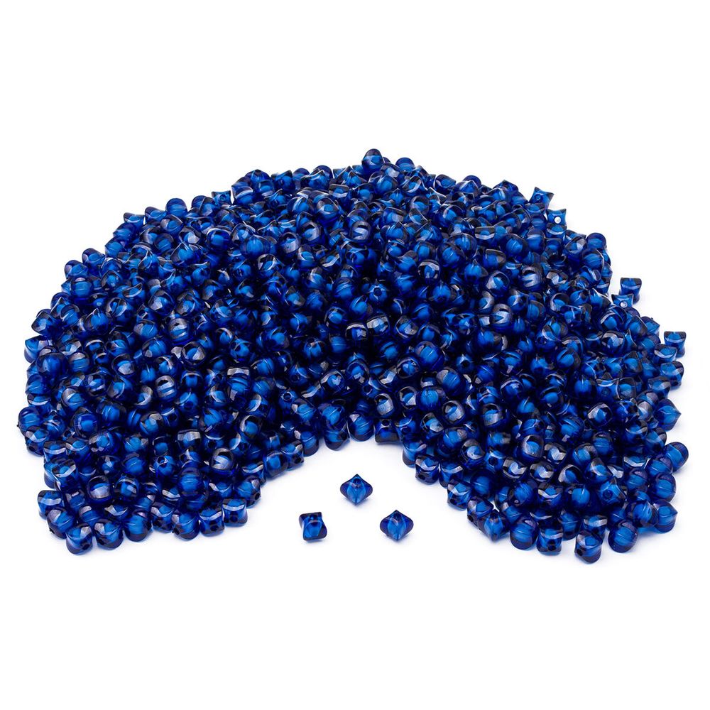 Бусины акрил ⌀10 мм, 500 г, в цвете с белой сердцевиной, мягкий куб, 57 синий, Astra&Craft LY-161