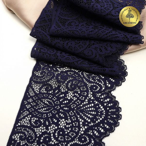 Кружево эластичное (стрейч) 110 мм, 40992PP цв.L061 т.синий уп.25м, Kruzhevo