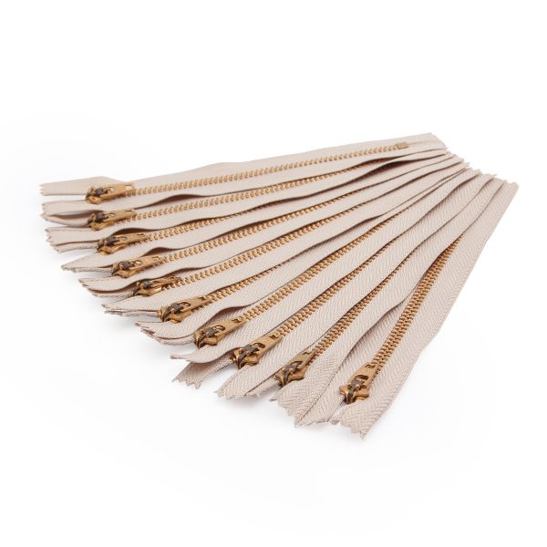 Молния металл джинсовая Т5 (5 мм) 1 зам., н/раз., 14 см, бежевый, 39063/14-3, 10 шт