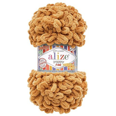 Пряжа Alize (Ализе) Puffy Fine / уп.5 мот. по 100 г, 14м, 179 абрикосовый