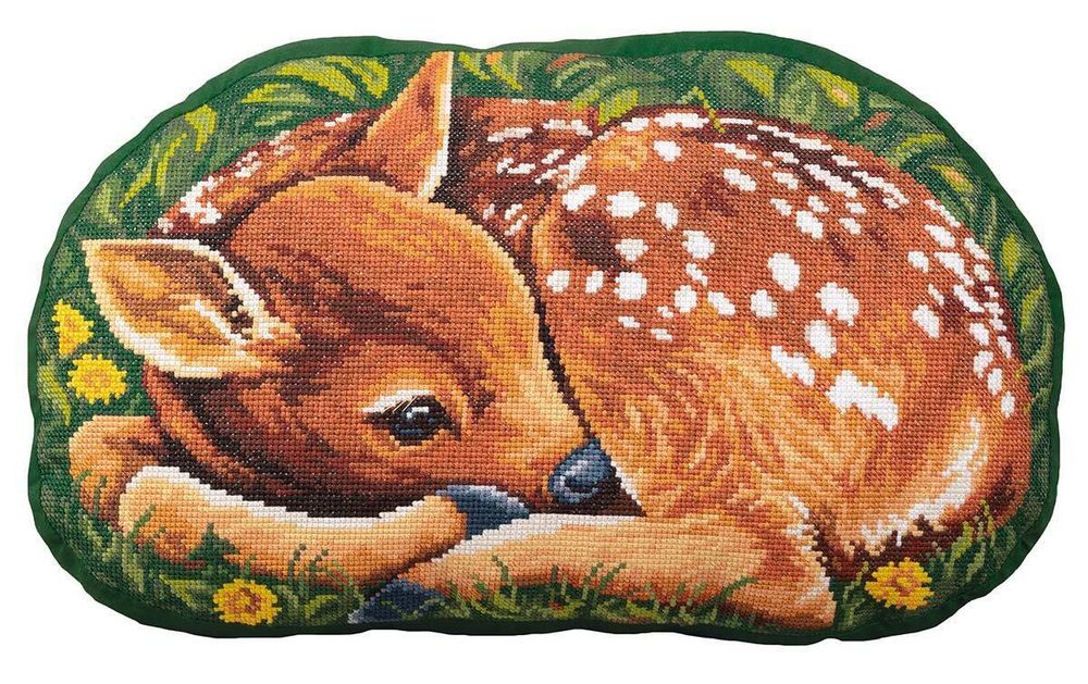 Набор для вышивания нитками Panna, Подушка Олененок, 45х26,5 см