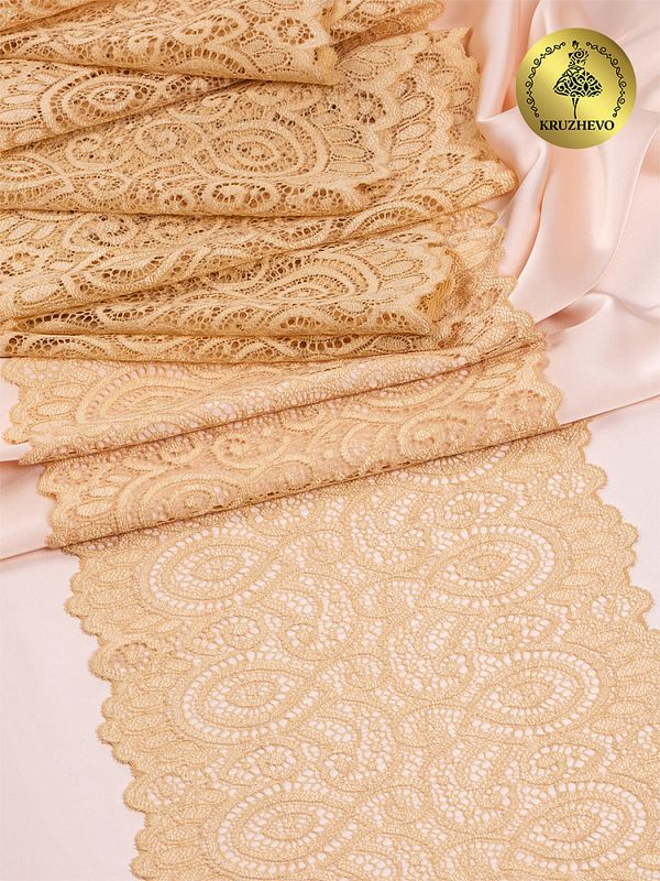 Кружево бельевое эластичное 180 мм / 3 метра, TBY.L1351, цв.126 бежевый