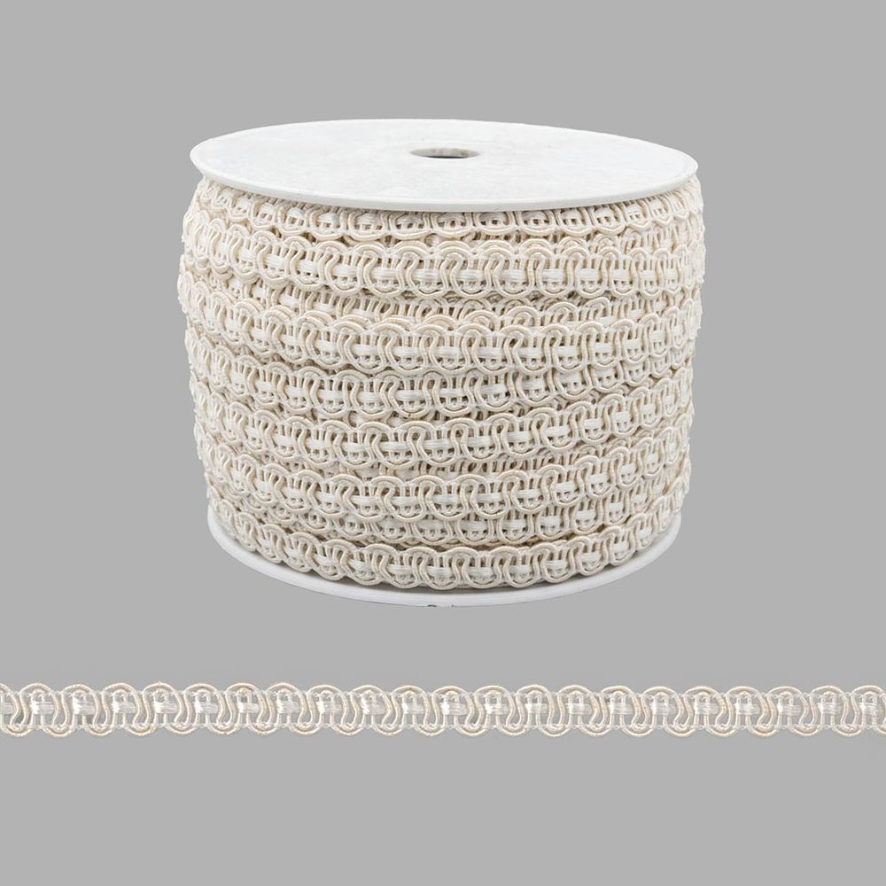 Тесьма отделочная 8мм / 40м (02 молочный), 07-8021