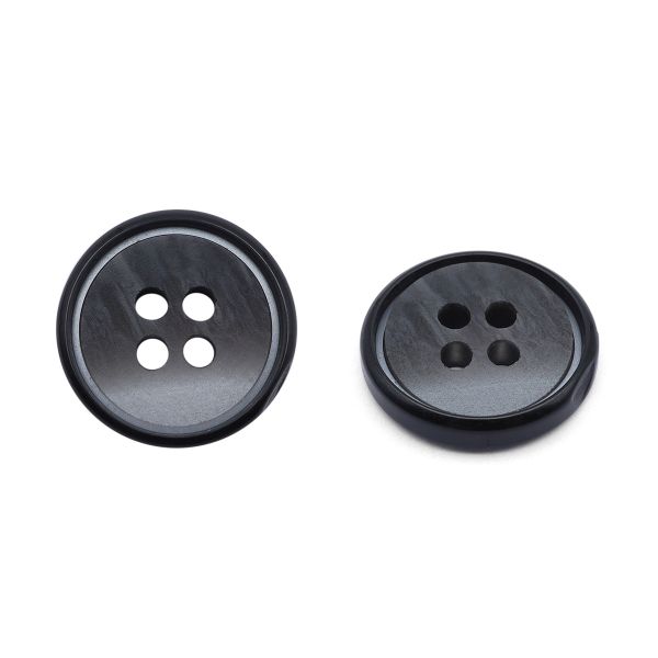 Пуговицы 4 прокола 24L (15мм), (Black (черный)), 48 шт, S090160