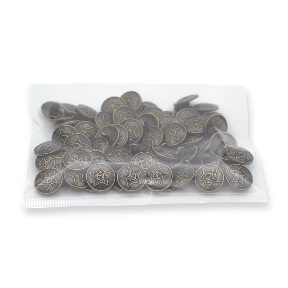 Пуговицы на ножке 24L (15мм), металл (OB бронза), 72 шт, ME 621