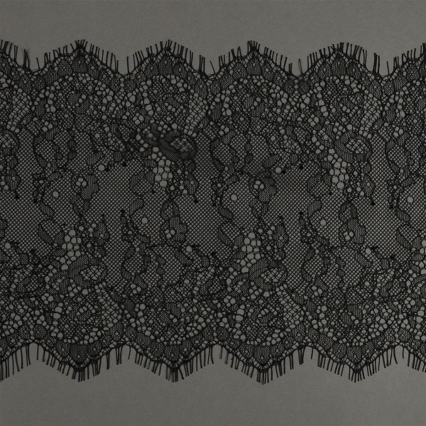 Кружево шантильи (реснички) 170 мм, цв.170 черный, 3 метра, Kruzhevo