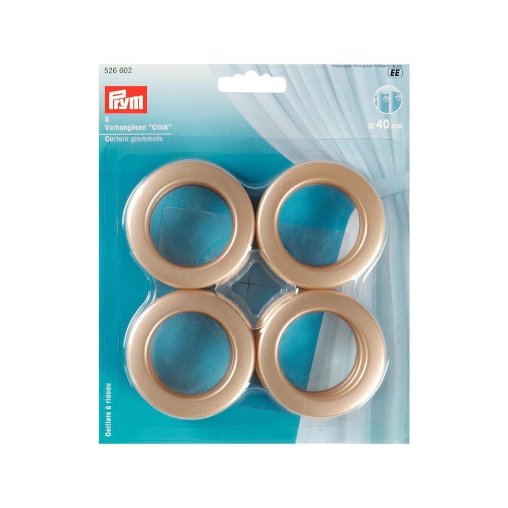 Блочки для штор Клик, диаметр 40мм, пластик, золотистый матовый, 8шт в упаковке, Prym, 526602